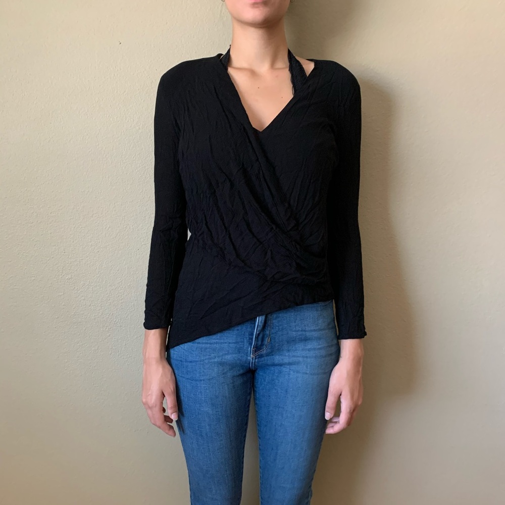 Zara 3/4-sleeve Black Blouse Sz S